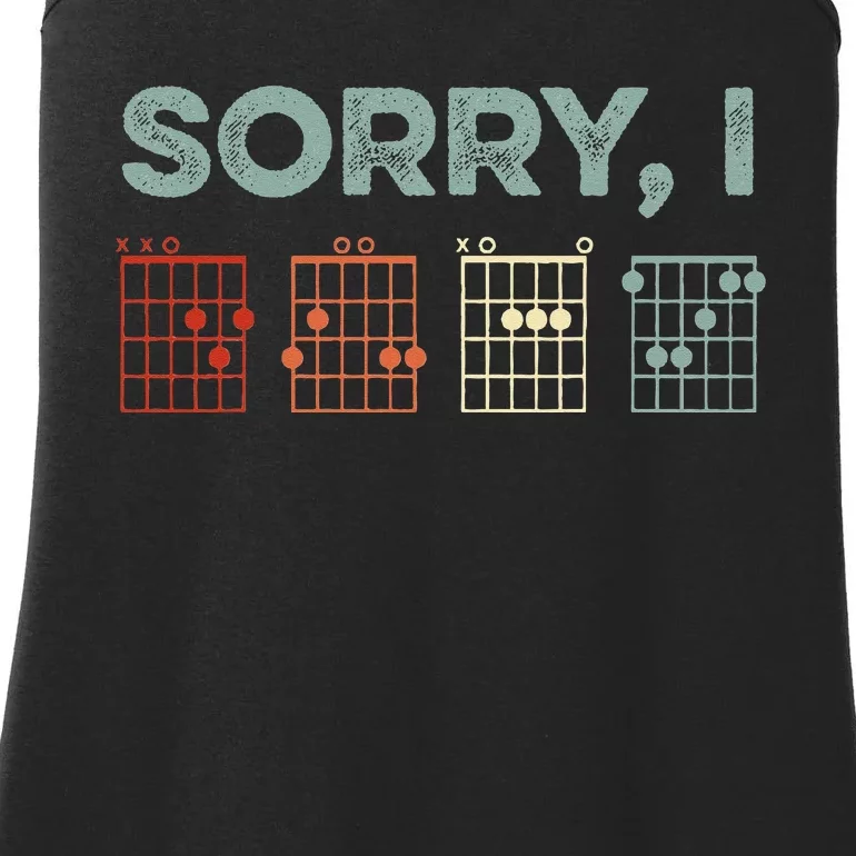 Sorry IDGAF Hidden Message Guitar Chords Music Note Ladies Essential Tank