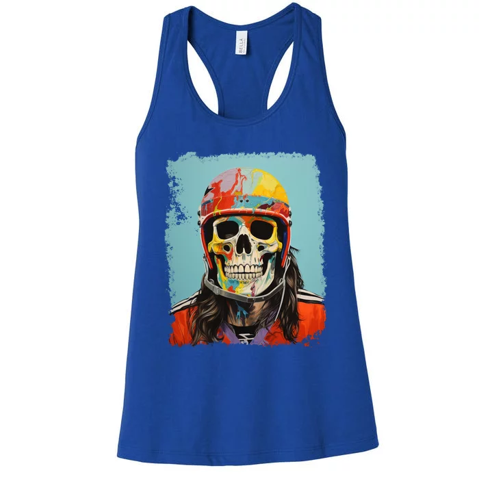 Skeleton Ice Hockey Great Gift Women's Racerback Tank