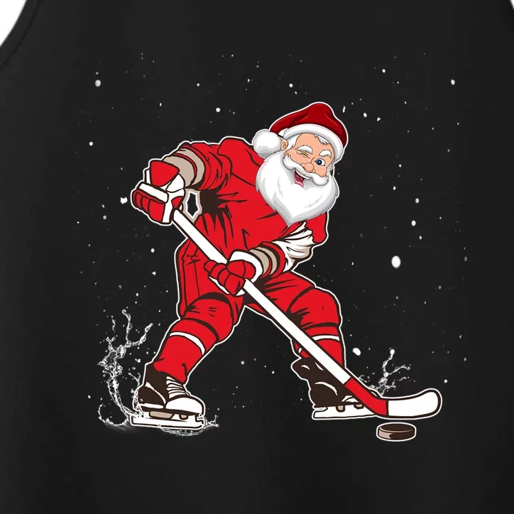 Santa Ice Hockey Christmas Pajama Xmas For Hockey Players Great Gift Performance Tank