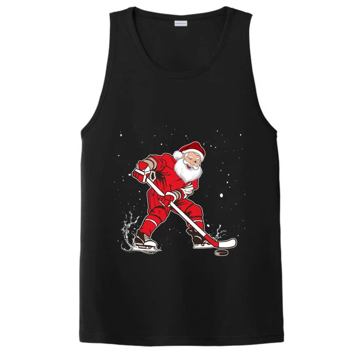 Santa Ice Hockey Christmas Pajama Xmas For Hockey Players Great Gift Performance Tank