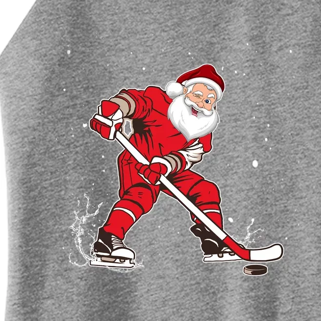 Santa Ice Hockey Christmas Pajama Xmas For Hockey Players Great Gift Women’s Perfect Tri Rocker Tank