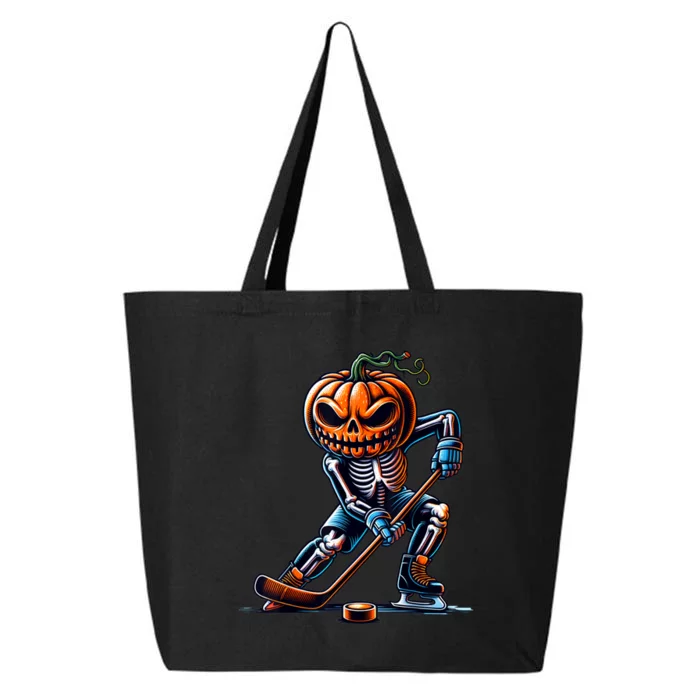 Skeleton Ice Hockey Funny Halloween Pumpkin Hockey 25L Jumbo Tote