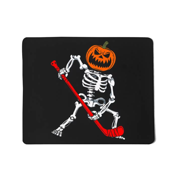 Skeleton Ice Hockey Halloween Pumpkin Hockey Mousepad