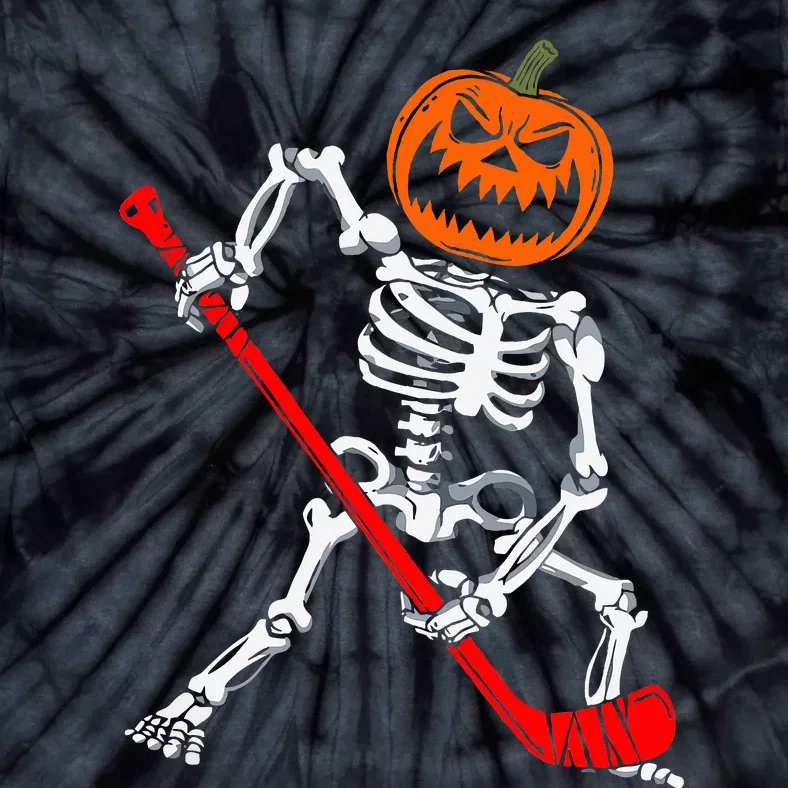 Skeleton Ice Hockey Halloween Pumpkin Hockey Tie-Dye T-Shirt