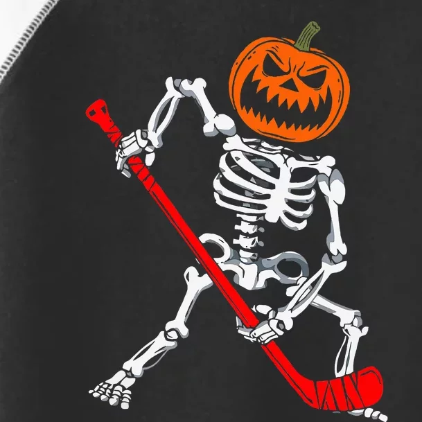 Skeleton Ice Hockey Halloween Pumpkin Hockey Toddler Fine Jersey T-Shirt