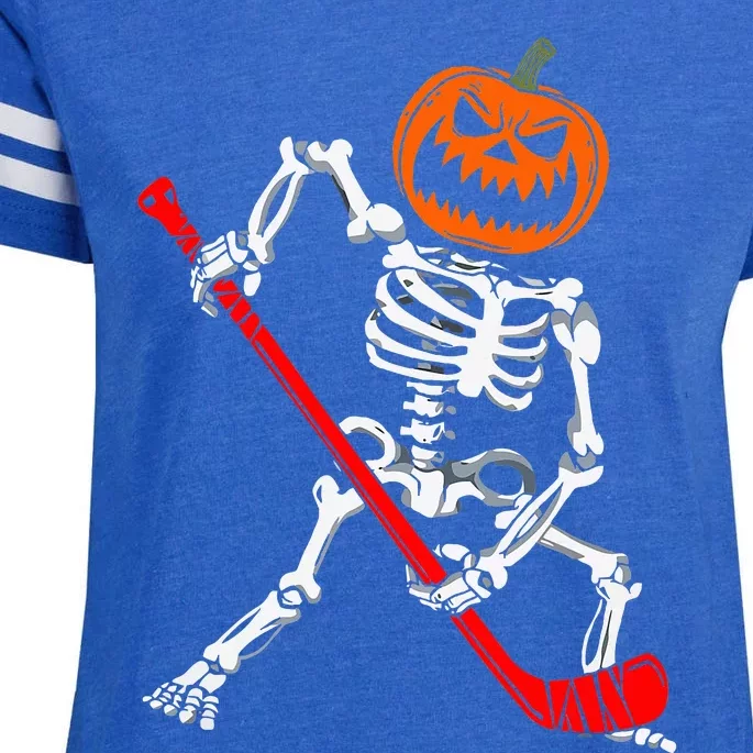 Skeleton Ice Hockey Halloween Pumpkin Hockey Enza Ladies Jersey Football T-Shirt