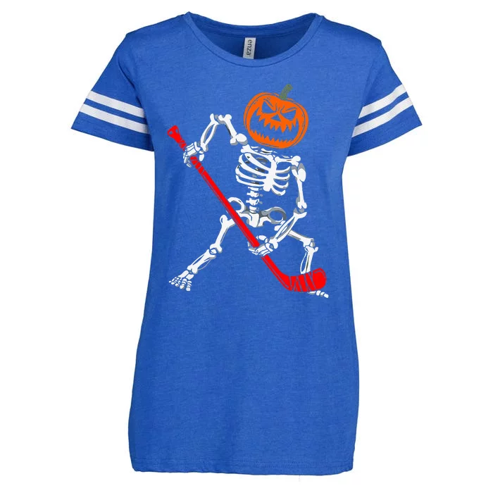 Skeleton Ice Hockey Halloween Pumpkin Hockey Enza Ladies Jersey Football T-Shirt