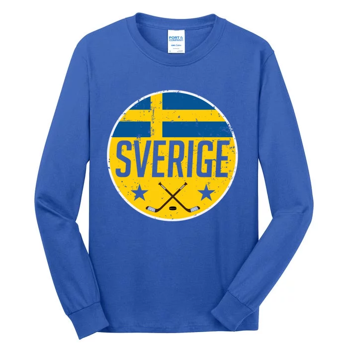 Sweden Ice Hockey Flag Jersey Supporter Sverige Fan Gift Meaningful Gift Tall Long Sleeve T-Shirt