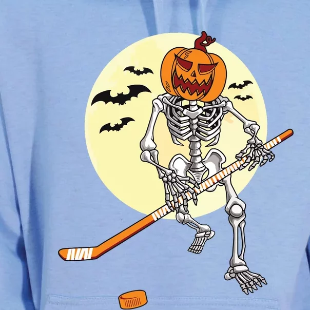 Skeleton Ice Hockey Halloween Cool Pumpkin Boy Unisex Surf Hoodie