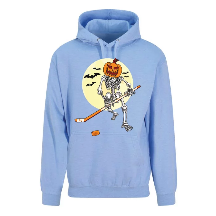 Skeleton Ice Hockey Halloween Cool Pumpkin Boy Unisex Surf Hoodie