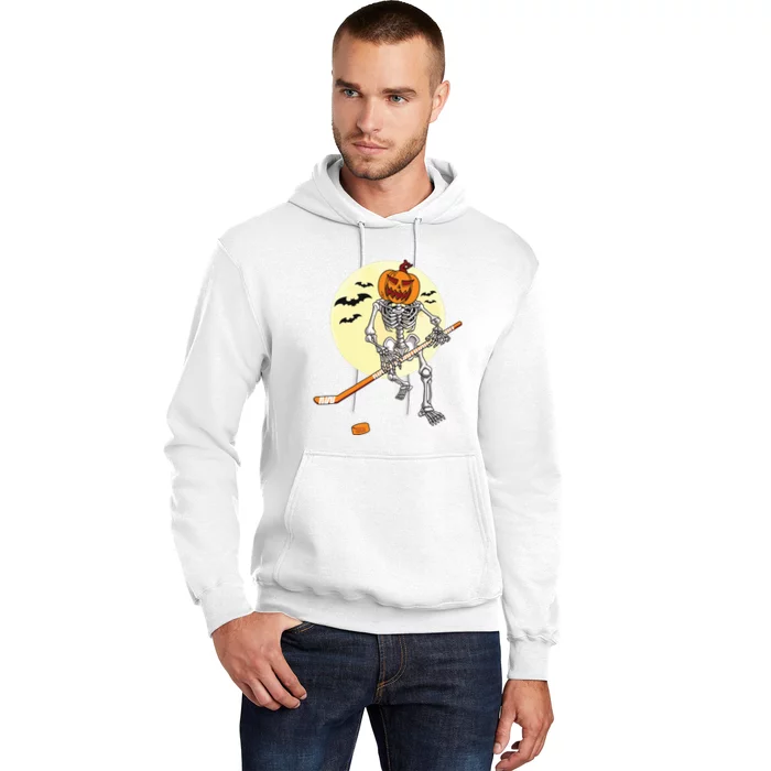 Skeleton Ice Hockey Halloween Cool Pumpkin Boy Hoodie