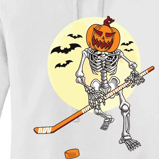 Skeleton Ice Hockey Halloween Cool Pumpkin Boy Women's Pullover Hoodie