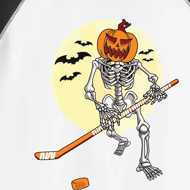 Skeleton Ice Hockey Halloween Cool Pumpkin Boy Toddler Fine Jersey T-Shirt