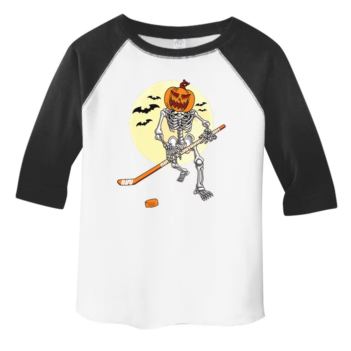 Skeleton Ice Hockey Halloween Cool Pumpkin Boy Toddler Fine Jersey T-Shirt