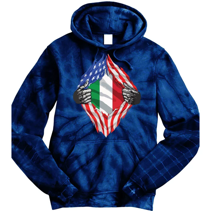 Super Italian Heritage Proud Italy Roots USA Flag Tie Dye Hoodie