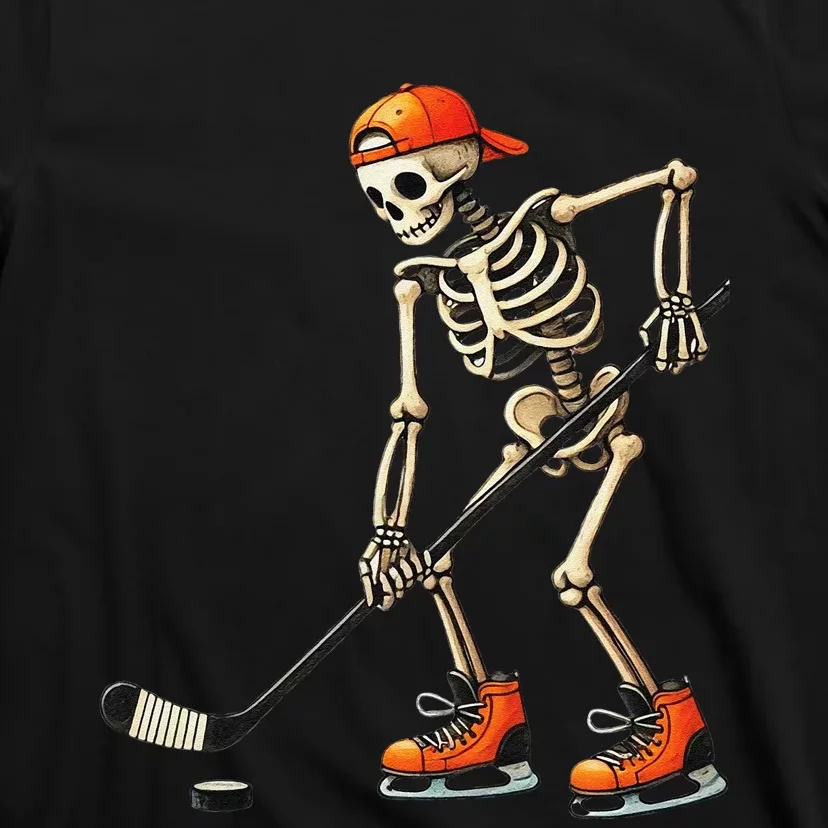 Skeleton Ice Hockey Halloween Costume Gift T-Shirt