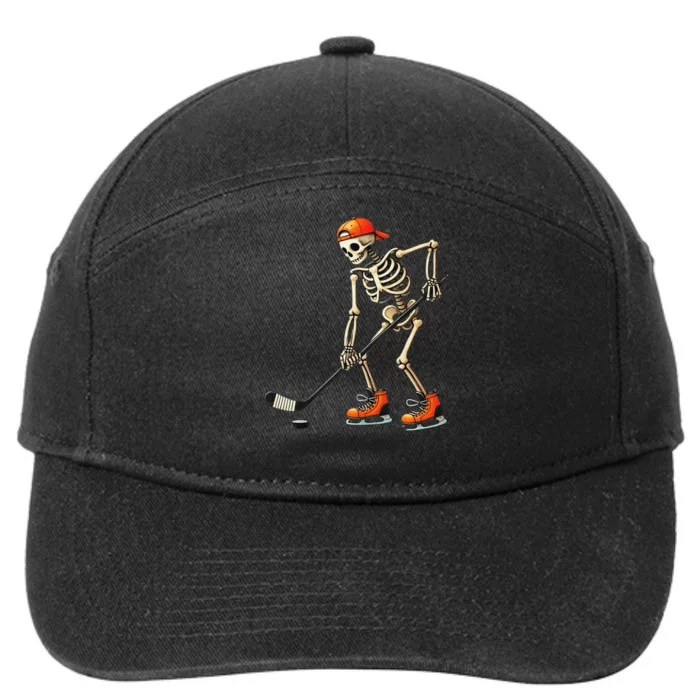 Skeleton Ice Hockey Halloween Costume Gift 7-Panel Snapback Hat