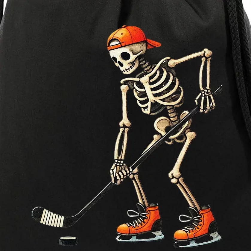 Skeleton Ice Hockey Halloween Costume Gift Drawstring Bag