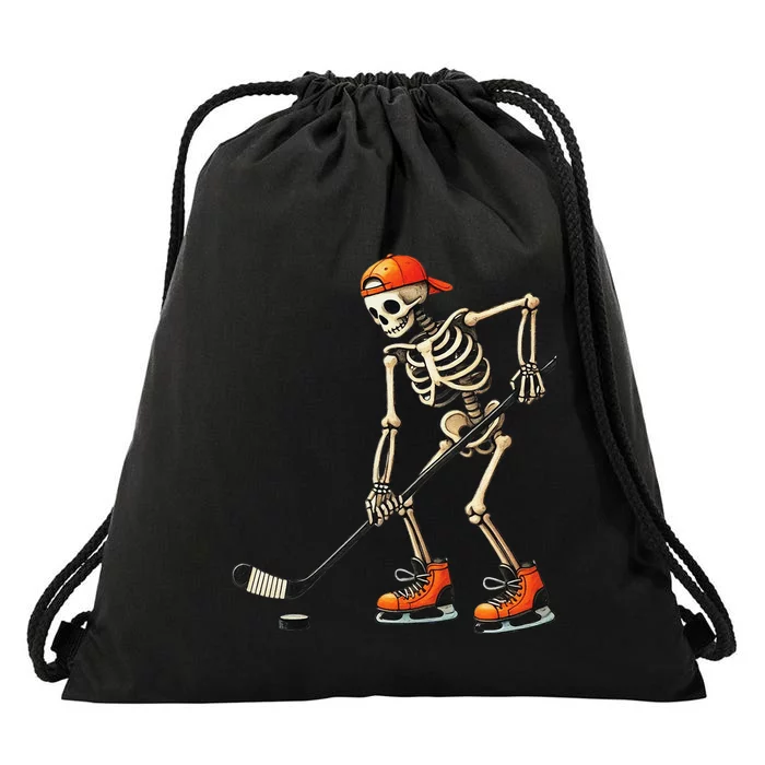 Skeleton Ice Hockey Halloween Costume Gift Drawstring Bag