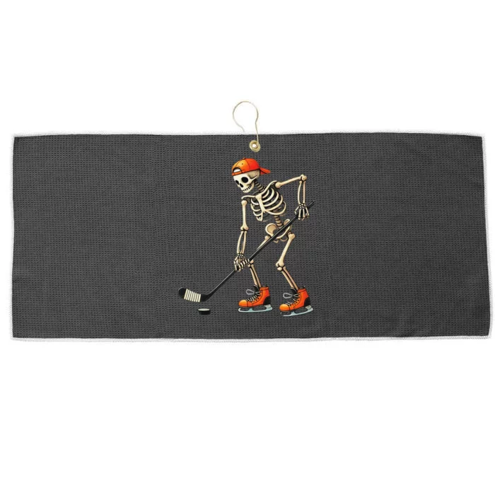 Skeleton Ice Hockey Halloween Costume Gift Large Microfiber Waffle Golf Towel