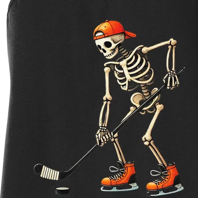 Skeleton Ice Hockey Halloween Costume Gift Women's Racerback Tank