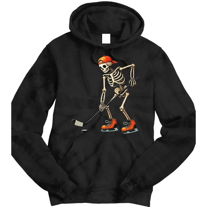 Skeleton Ice Hockey Halloween Costume Gift Tie Dye Hoodie