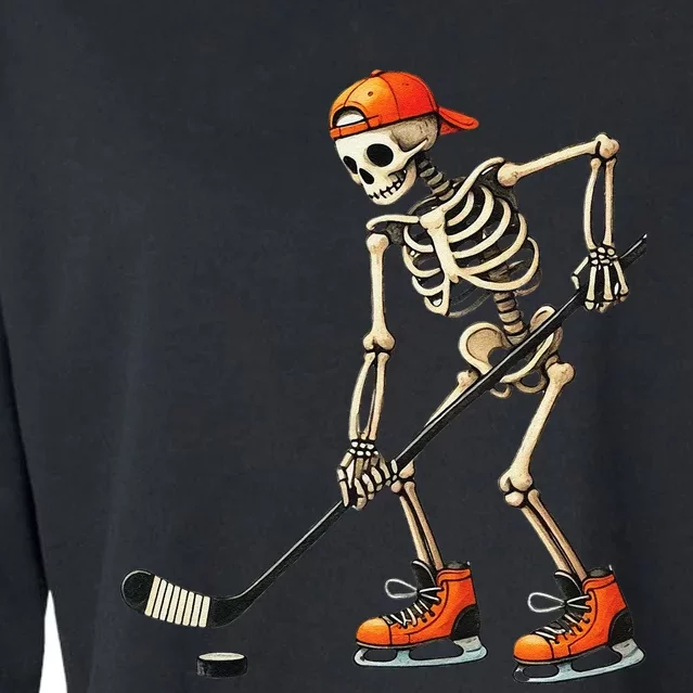 Skeleton Ice Hockey Halloween Costume Gift Cropped Pullover Crew