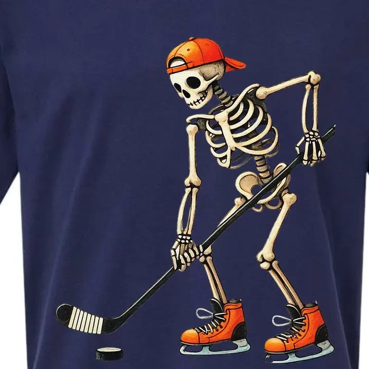 Skeleton Ice Hockey Halloween Costume Gift Sueded Cloud Jersey T-Shirt