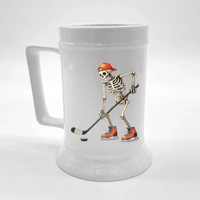 Skeleton Ice Hockey Halloween Costume Gift Front & Back Beer Stein