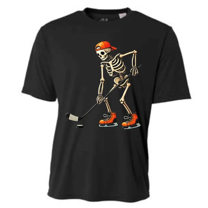 Skeleton Ice Hockey Halloween Costume Cooling Performance Crew T-Shirt