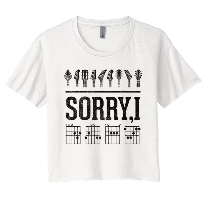 Sorry IDGAF Hidden Message Music Note Dgaf Guitar Chords Women's Crop Top Tee