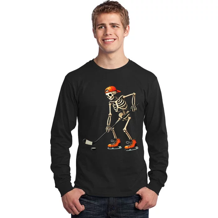 Skeleton Ice Hockey Halloween Costume Tall Long Sleeve T-Shirt