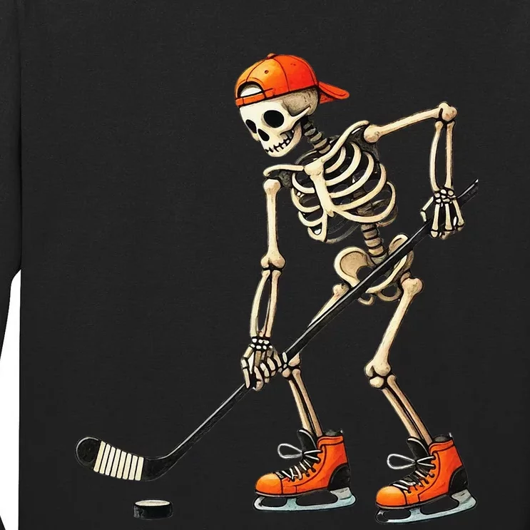 Skeleton Ice Hockey Halloween Costume Tall Long Sleeve T-Shirt