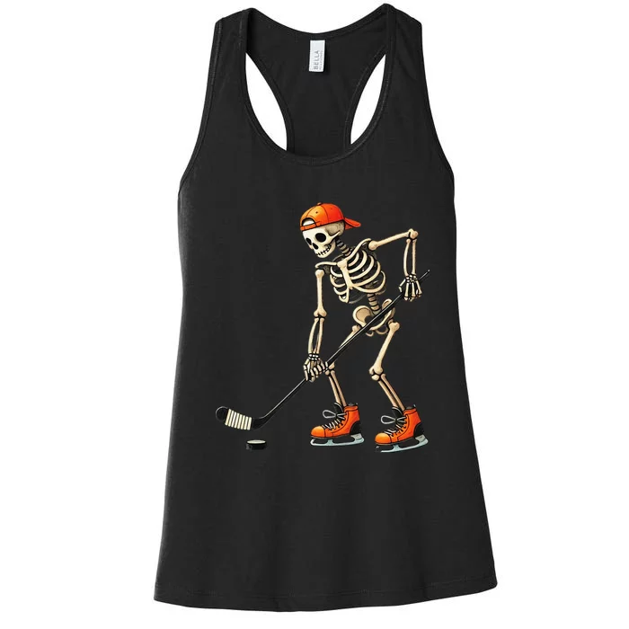 Skeleton Ice Hockey Halloween Costume Women's Racerback Tank