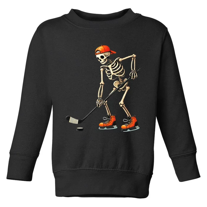 Skeleton Ice Hockey Halloween Costume Toddler Sweatshirt