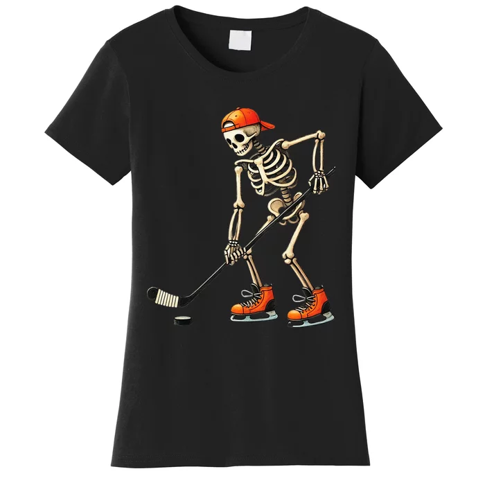 Skeleton Ice Hockey Halloween Costume Women's T-Shirt