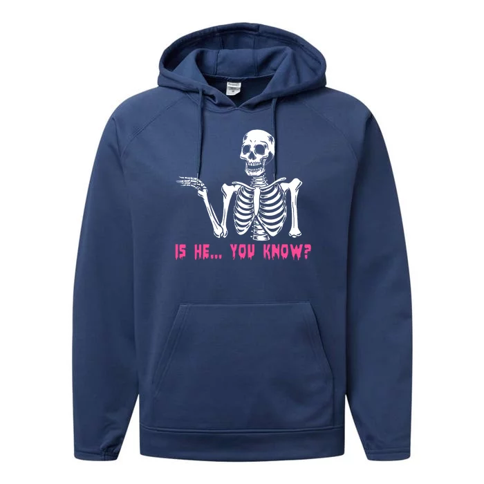 Skeleton Is He You Know Meme Performance Fleece Hoodie