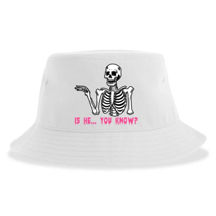 Skeleton Is He You Know Meme Sustainable Bucket Hat