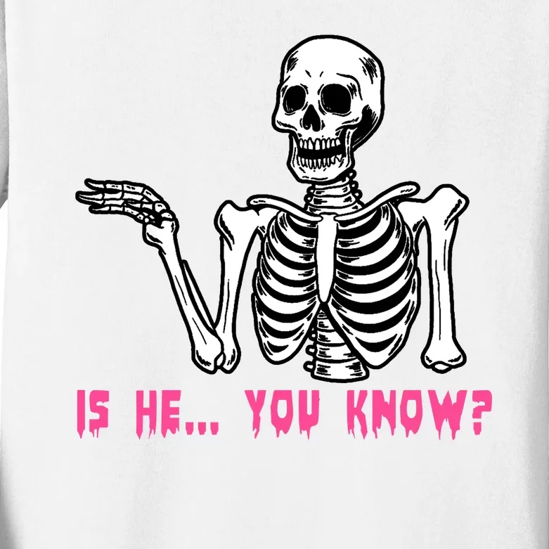 Skeleton Is He You Know Meme Kids Long Sleeve Shirt