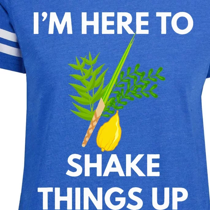 Sukkot IM Here To Shake Things Up Lulav Etrog Jewish Sukkah Enza Ladies Jersey Football T-Shirt