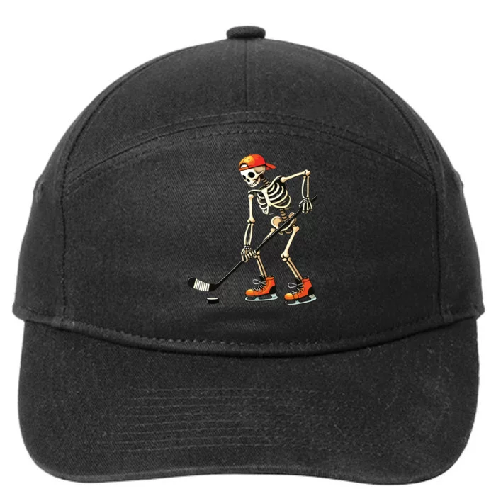 Skeleton Ice Hockey Halloween 7-Panel Snapback Hat