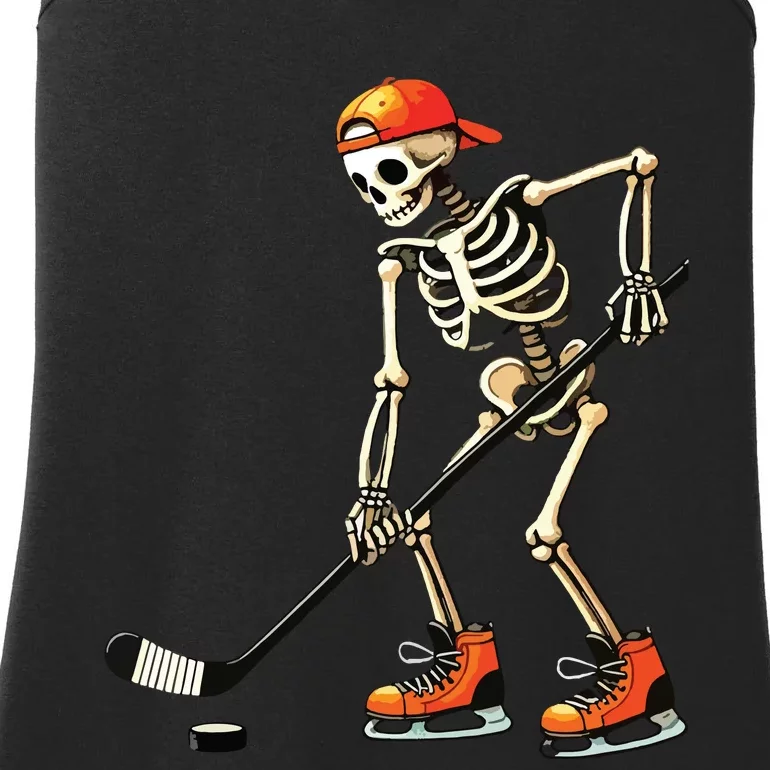 Skeleton Ice Hockey Halloween Ladies Essential Tank