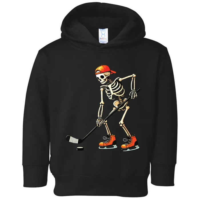 Skeleton Ice Hockey Halloween Toddler Hoodie