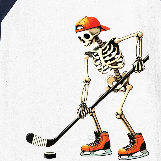 Skeleton Ice Hockey Halloween Baseball Sleeve Shirt