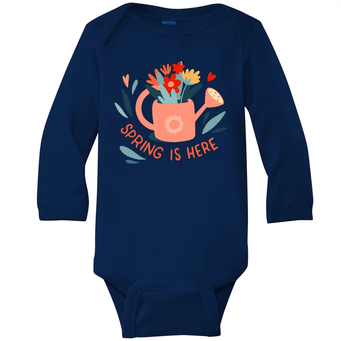 Spring Is Here Gardening Floral Baby Long Sleeve Bodysuit