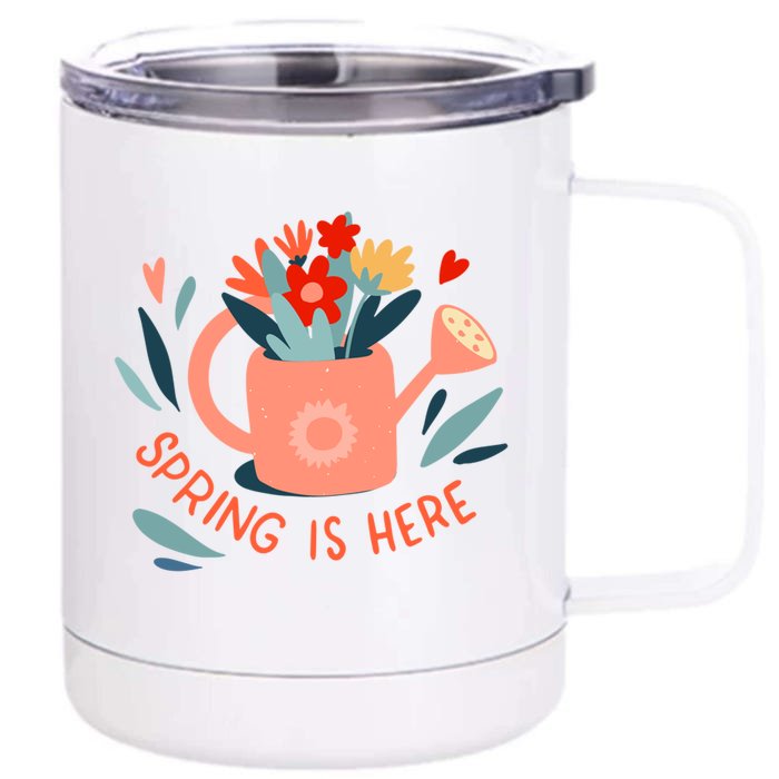 Spring Is Here Gardening Floral Front & Back 12oz Stainless Steel Tumbler Cup