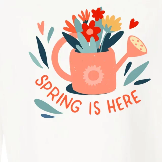 Spring Is Here Gardening Floral Cropped Pullover Crew