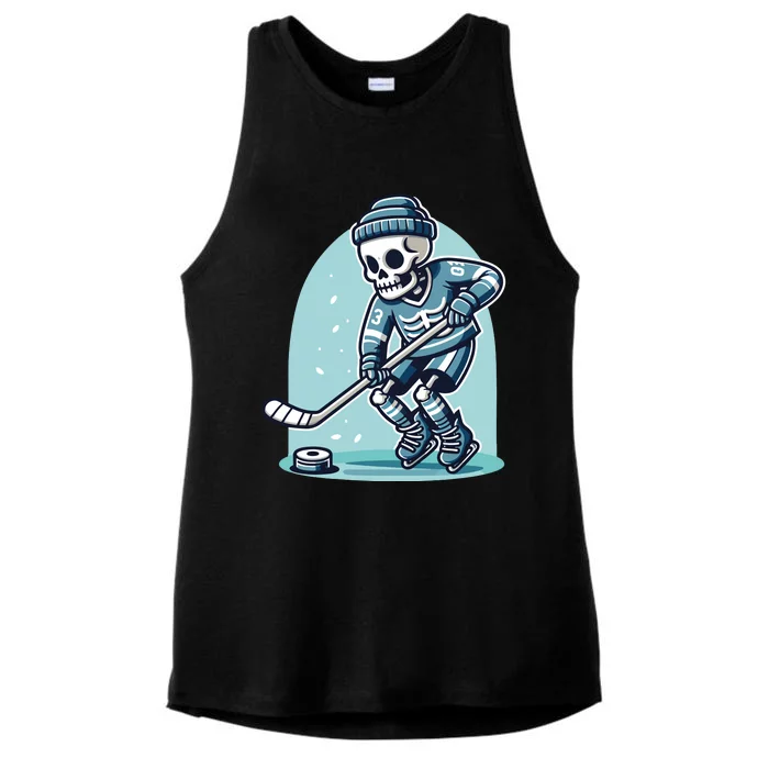 Skeleton Ice Hockey Ladies Tri-Blend Wicking Tank