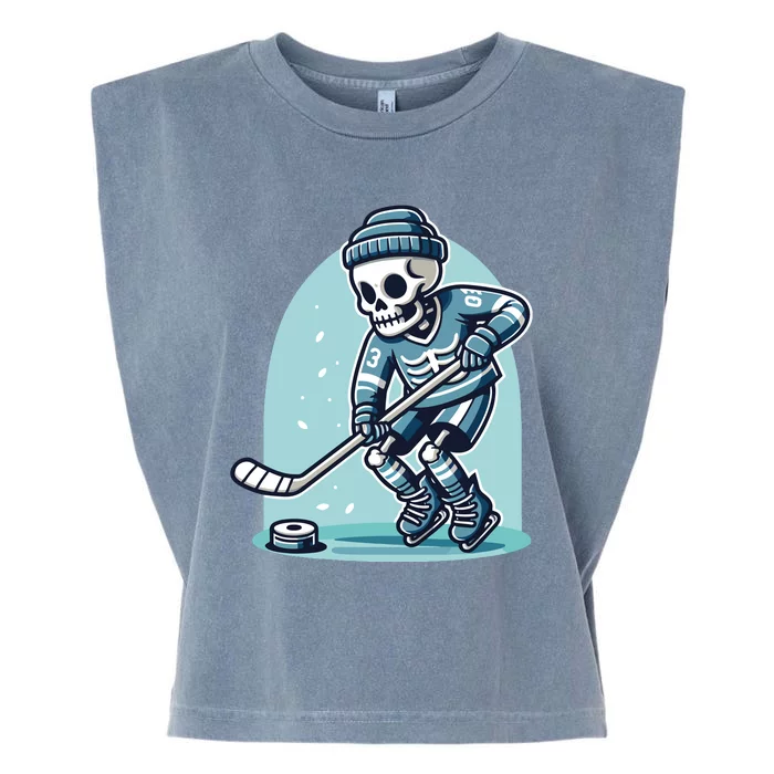 Skeleton Ice Hockey Garment-Dyed Women's Muscle Tee