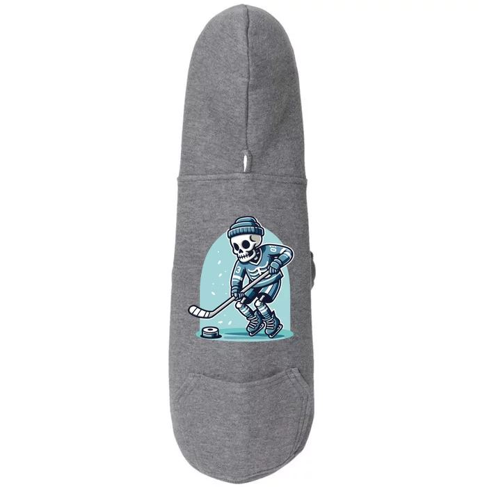 Skeleton Ice Hockey Doggie 3-End Fleece Hoodie